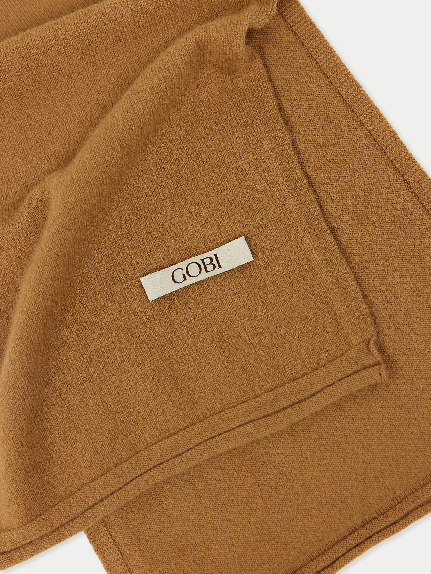 Unisex Cashmere Jersey Knit Scarf Almond - Gobi Cashmere 