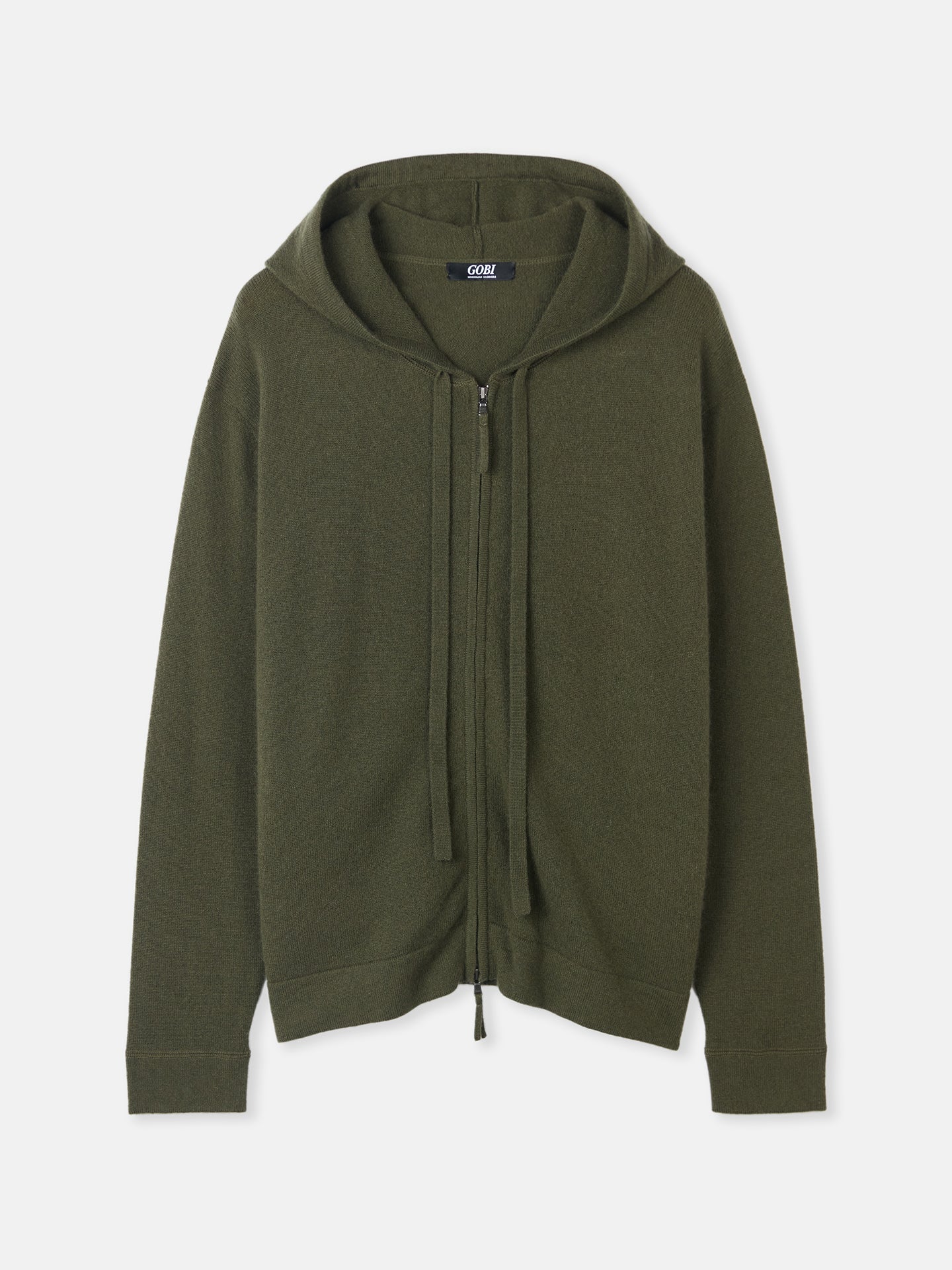 Women's Cashmere Zip-Up Hoodie Capulet Olive - GOBI Cashmere