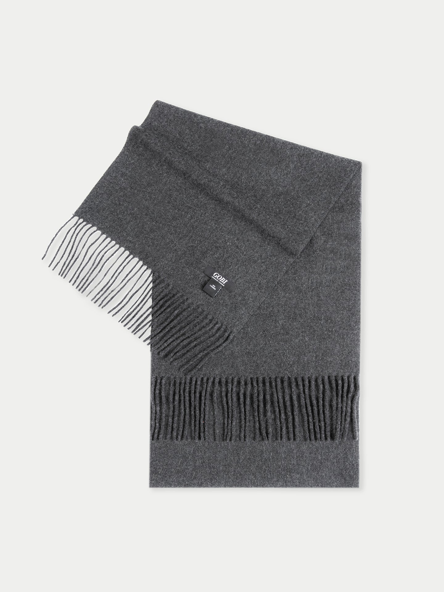 Unisex Cashmere Fringed Scarf Chacoal - Gobi Cashmere