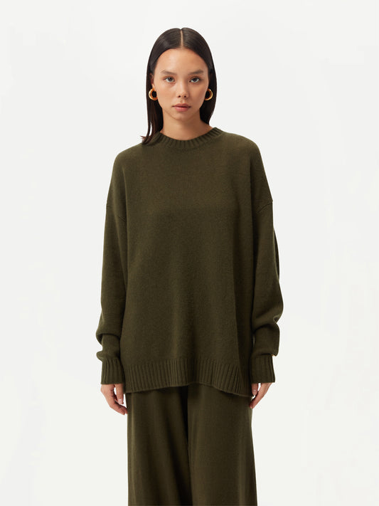 Women's Relaxed-Fit Cashmere Sweater Capulet Olive - Gobi Cashmere