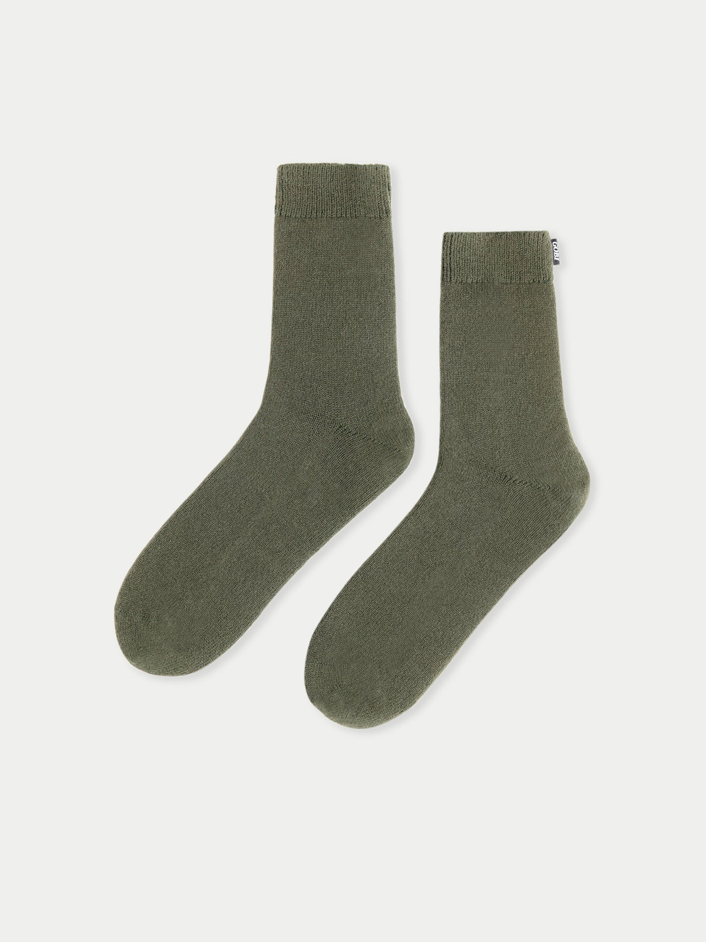 Unisex Cashmere Rib Knit Bed Socks Capulet Olive - Gobi Cashmere