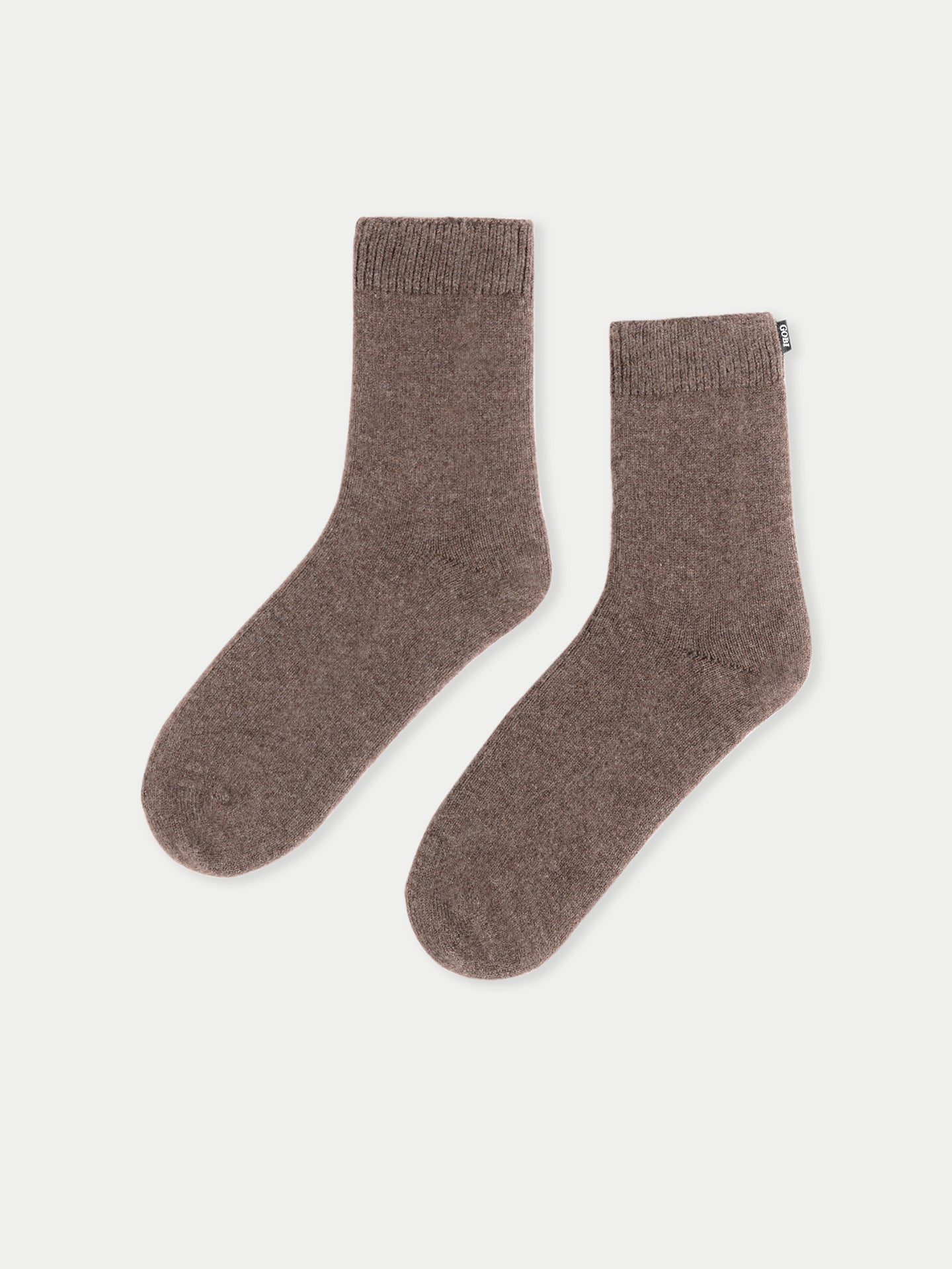 Unisex Cashmere Rib Knit Bed Socks Cocoa - Gobi Cashmere