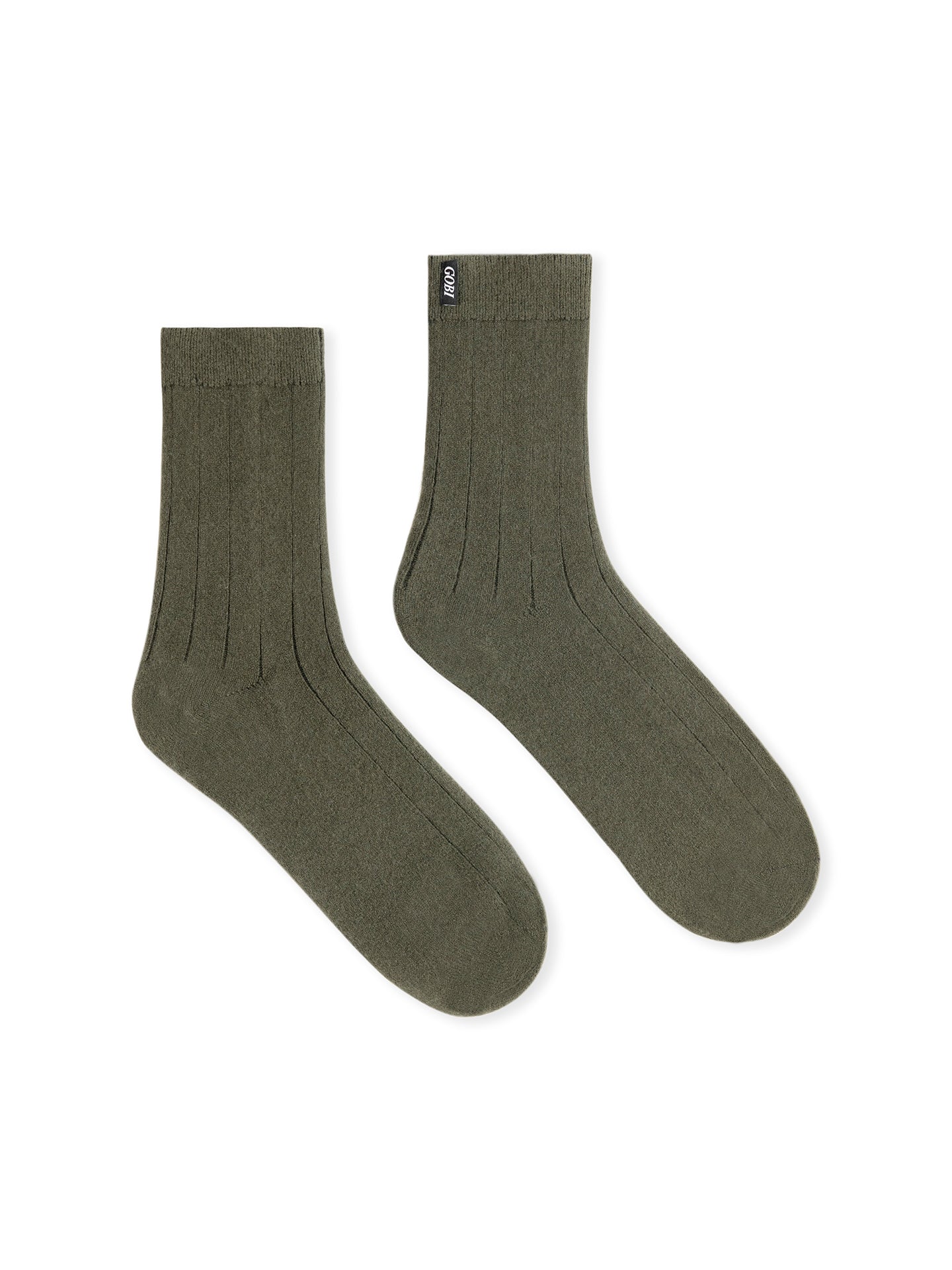 Unisex Cashmere Trim Knit Bed Socks Capulet Olive  - Gobi Cashmere