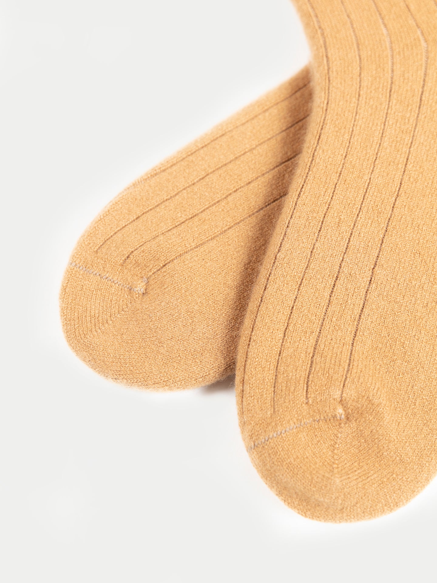 Unisex Cashmere Trim Knit Bed Socks Almond - Gobi Cashmere