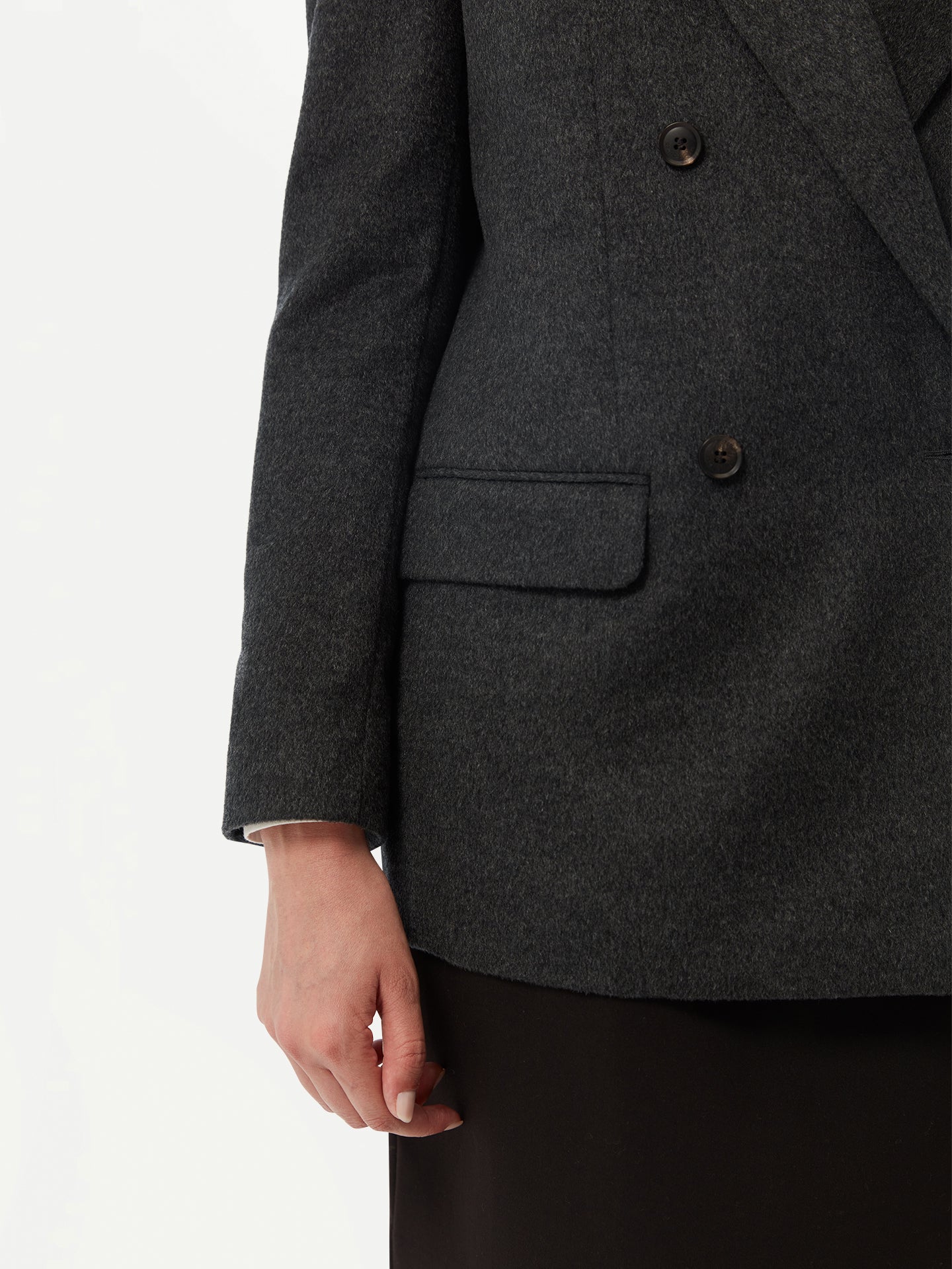 Women's Double-Breasted Cashmere Blazer Charcoal - Gobi Cashmere