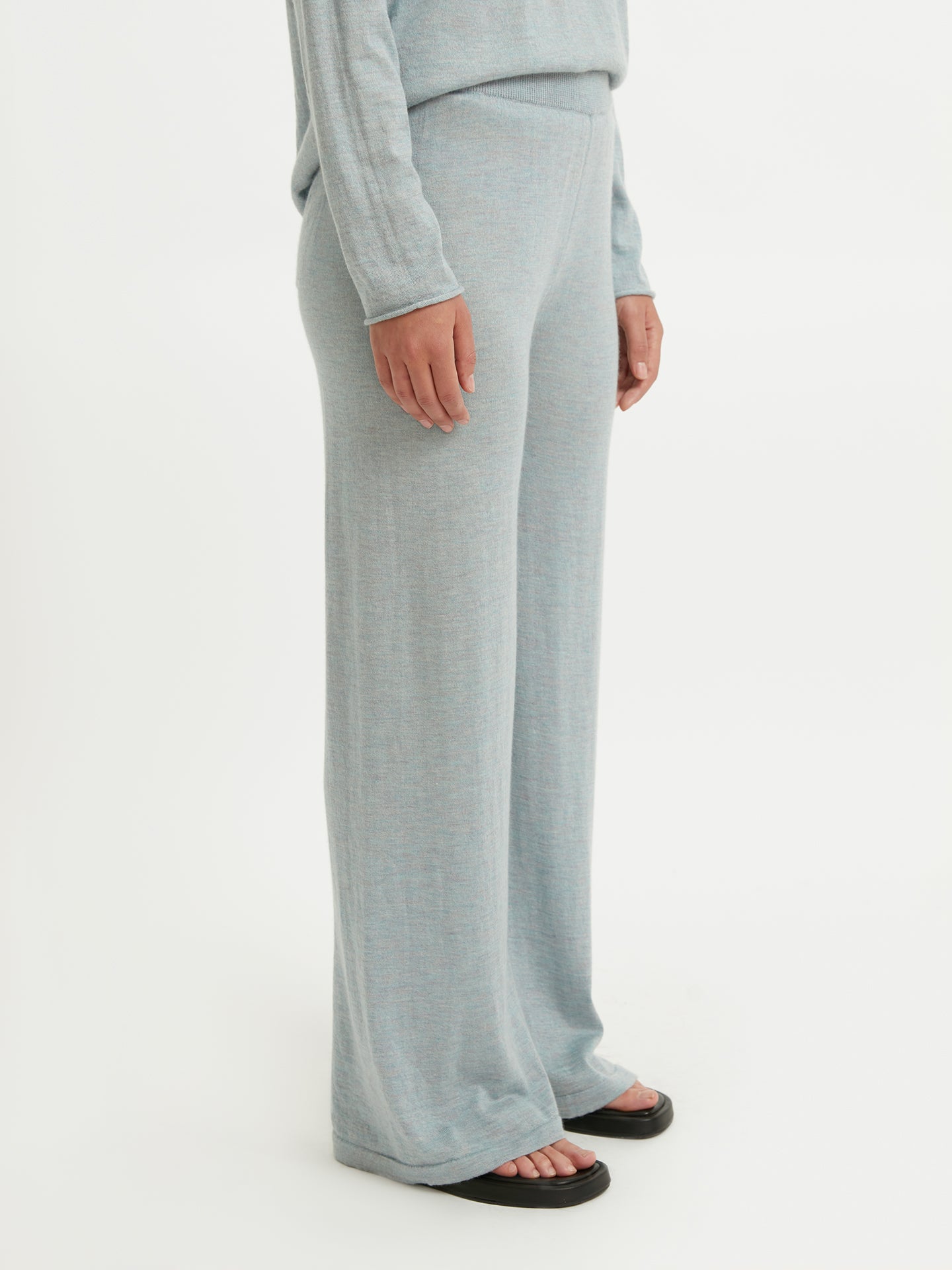 Women's Silk Cashmere Wide Leg Pants Abyss - Gobi Cashmere