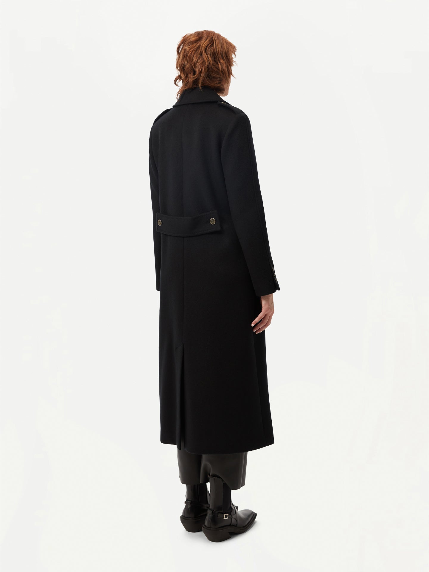 Women's Double-Breasted Cashmere Coat Black - Gobi Cashmere