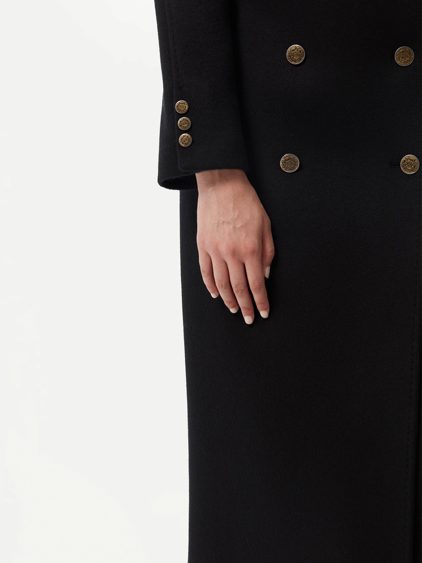 Women's Double-Breasted Cashmere Coat Black - Gobi Cashmere