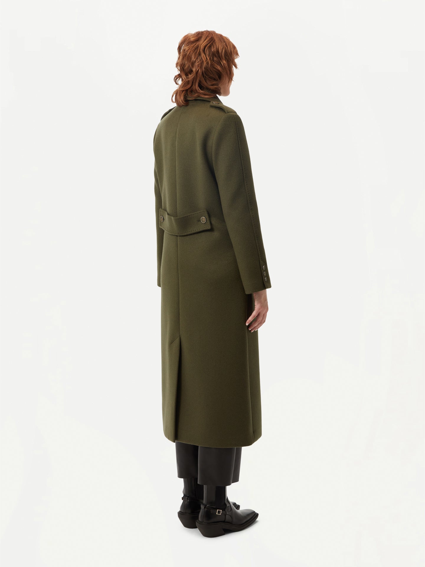 Women's Double-Breasted Cashmere Coat Capulet Olive - Gobi Cashmere