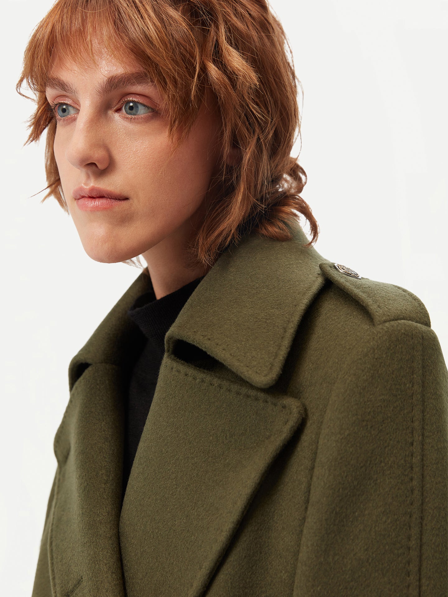 Women's Double-Breasted Cashmere Coat Capulet Olive - Gobi Cashmere