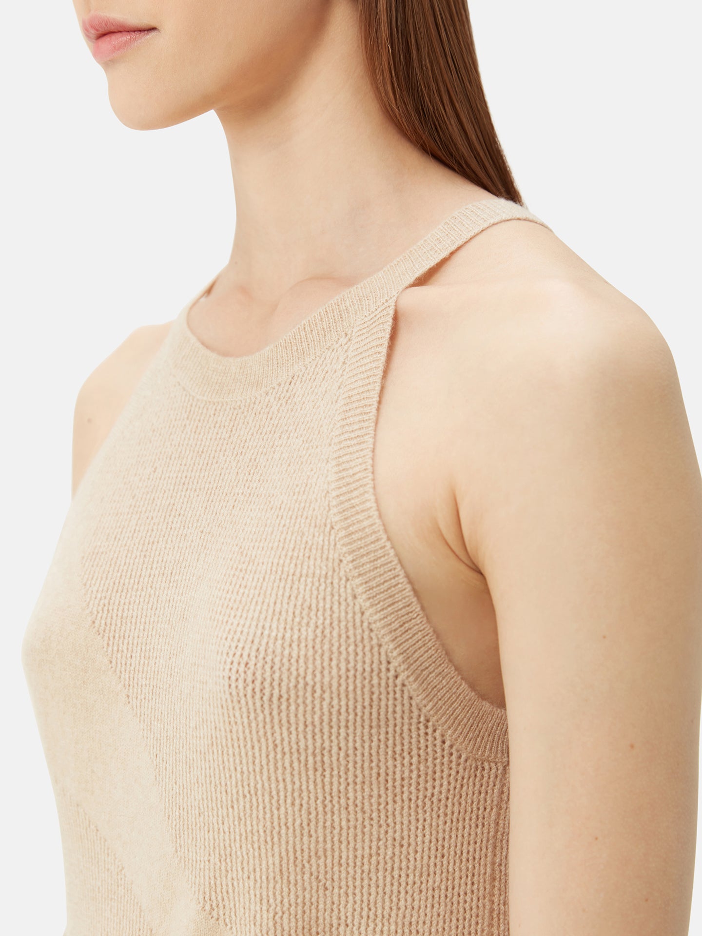 Women's Organic Colour Cashmere Top Beige - Gobi Cashmere