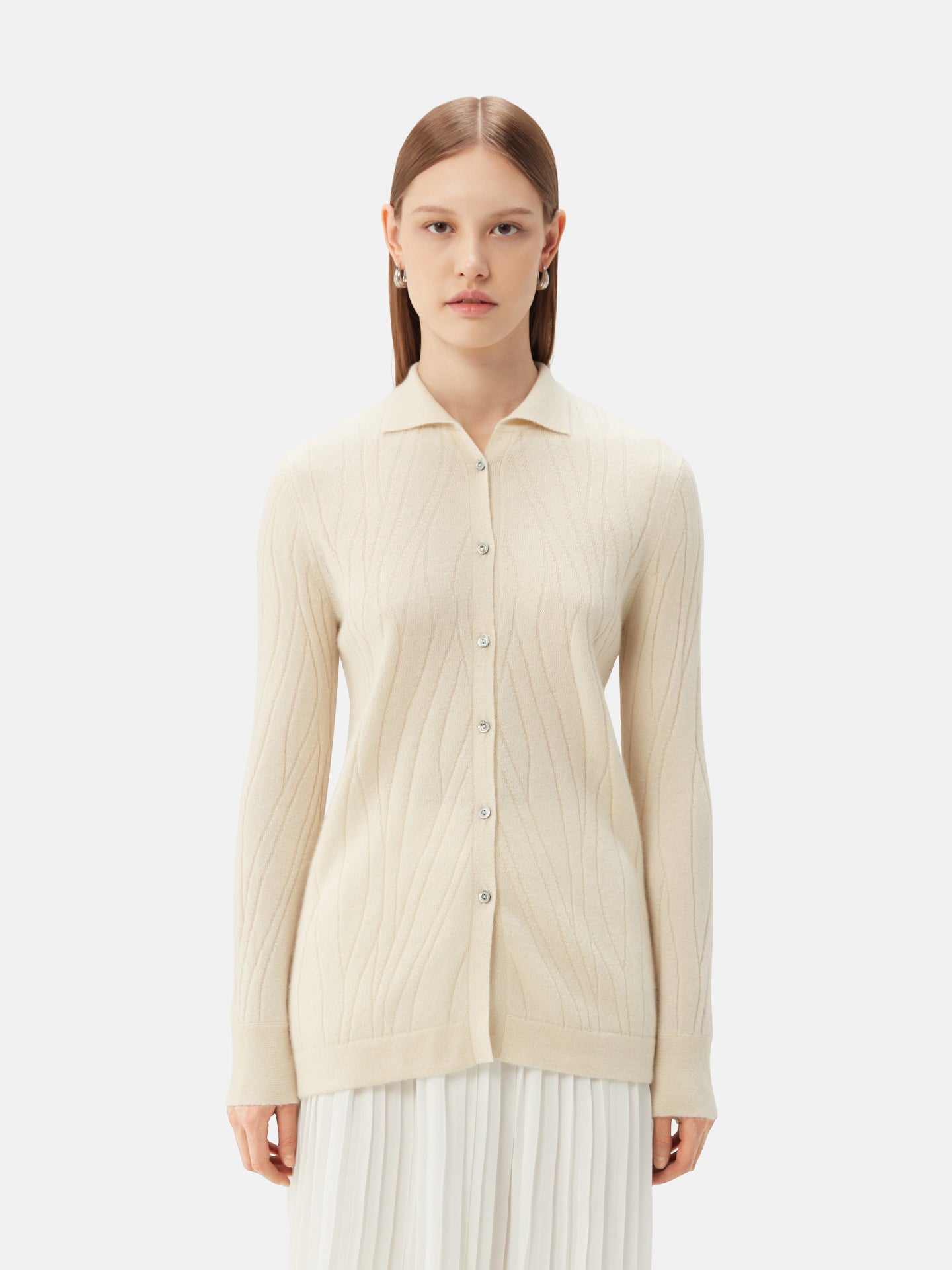 Women's Organic Colour Cashmere Cardigan Off White - Gobi Cashmere