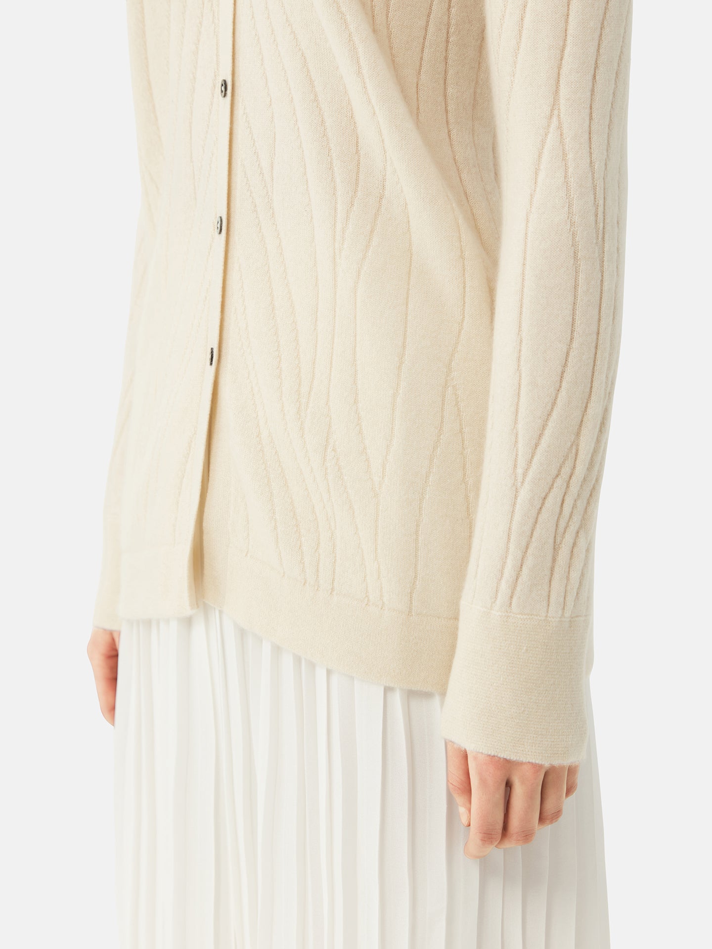 Women's Organic Colour Cashmere Cardigan Off White - Gobi Cashmere