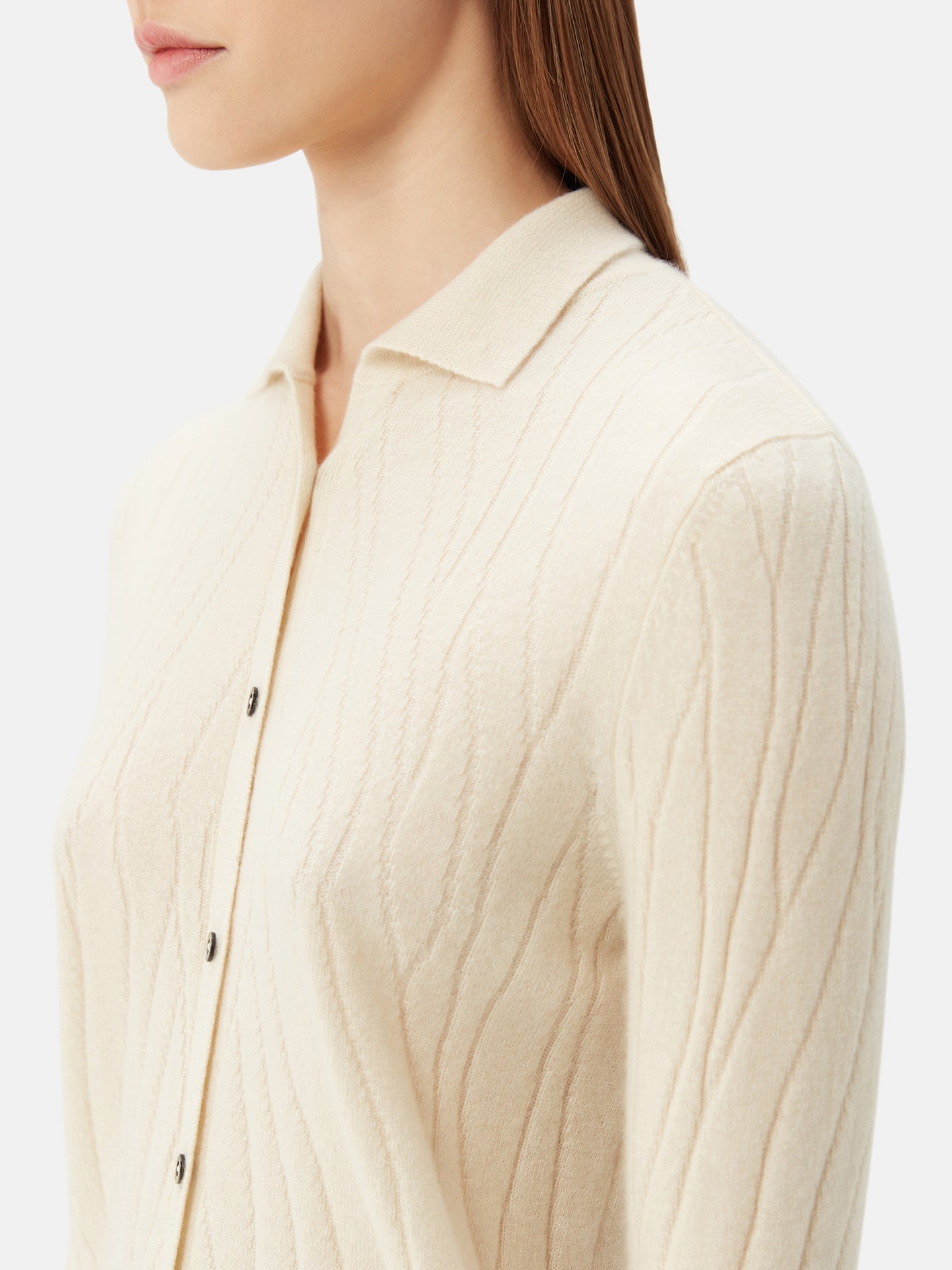 Women's Organic Colour Cashmere Cardigan Off White - Gobi Cashmere