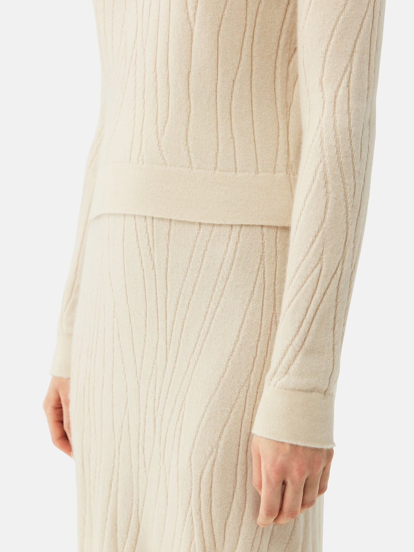 Women's Organic Colour Cropped High Neck Cashmere Sweater Off White - Gobi Cashmere