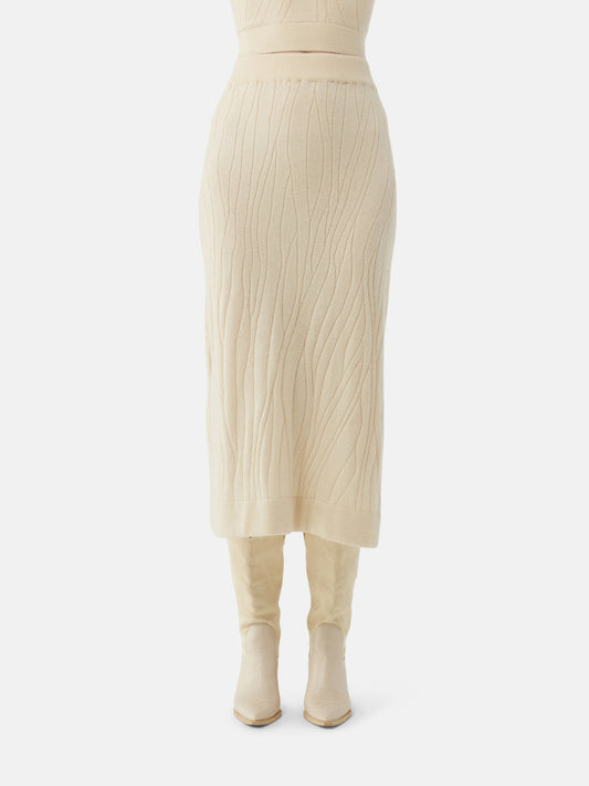 Women's Organic Colour Lightweight Cashmere Skirt Off White - Gobi Cashmere