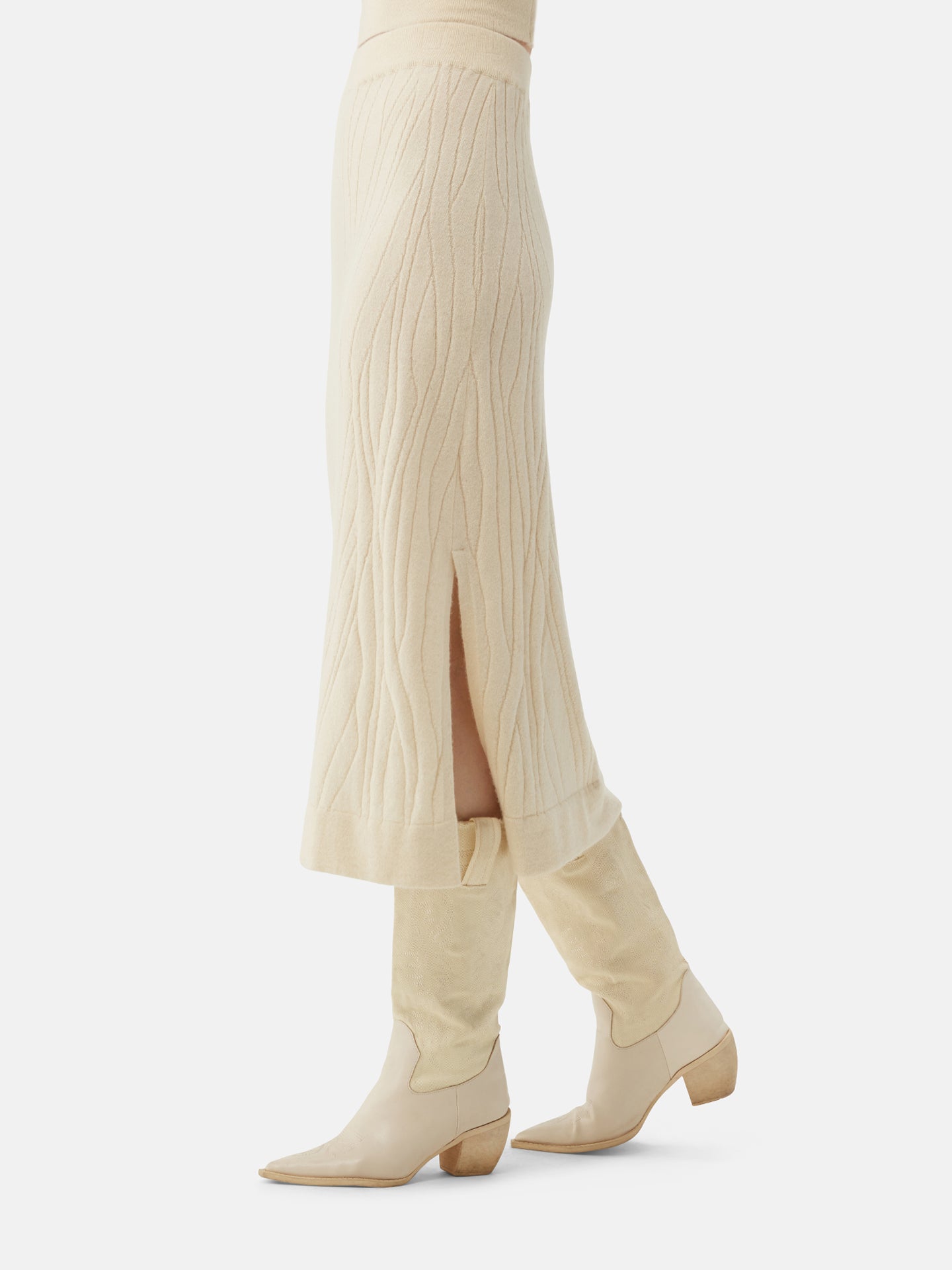 Women's Organic Colour Lightweight Cashmere Skirt Off White - Gobi Cashmere