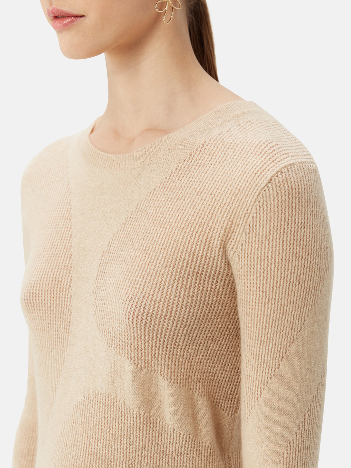 Women's Organic Colour Lightweight Cashmere Crewneck Sweater Beige - Gobi Cashmere