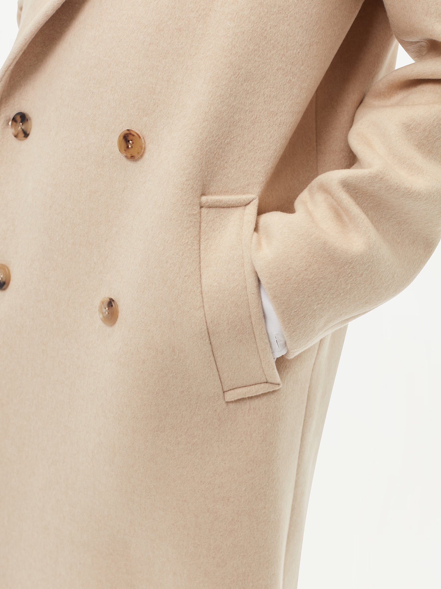 Double-Breasted Cashmere Coat for Men Beige - Gobi Cashmere