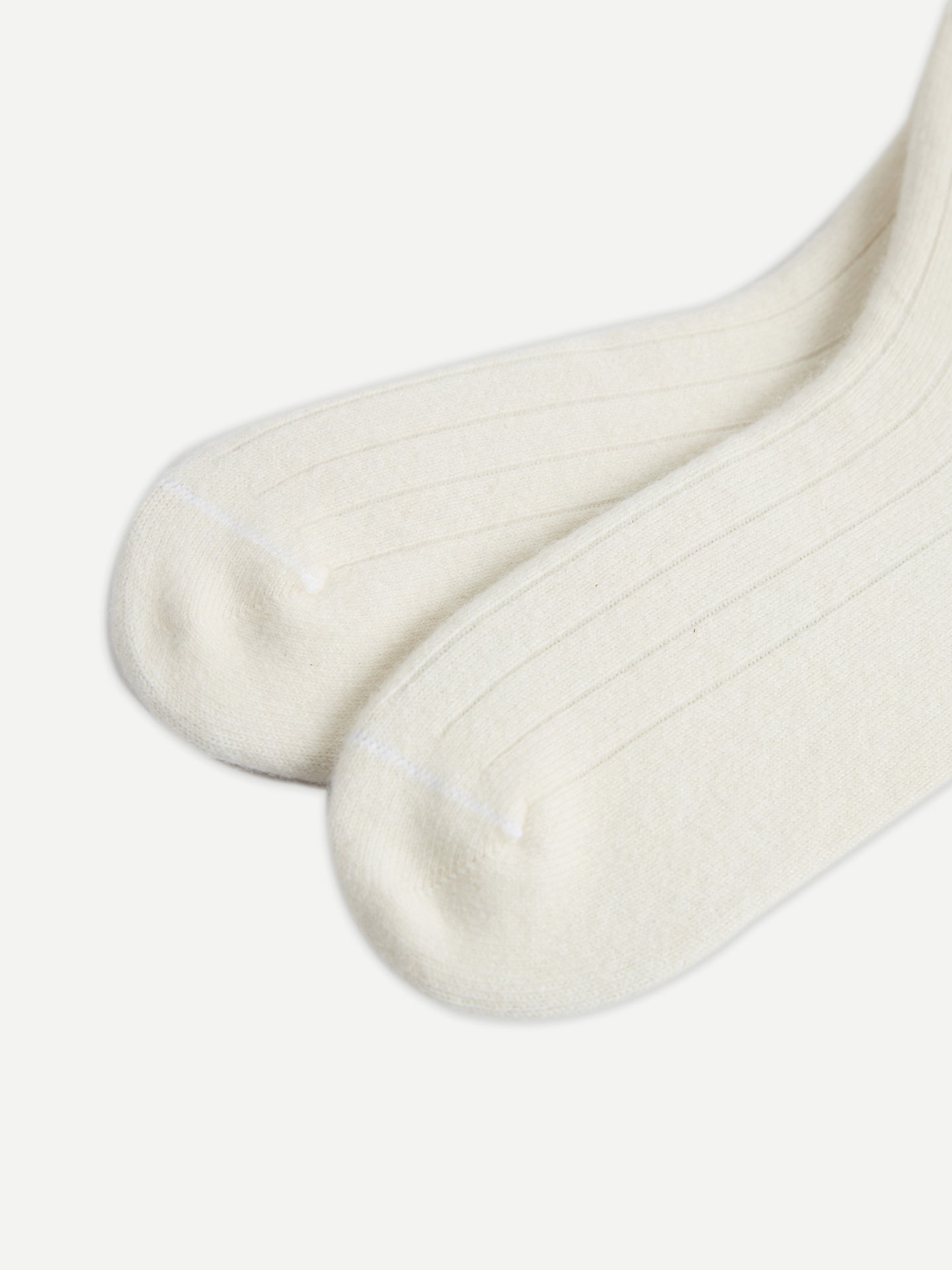 Unisex Cashmere Trim Knit Bed Socks White - Gobi Cashmere