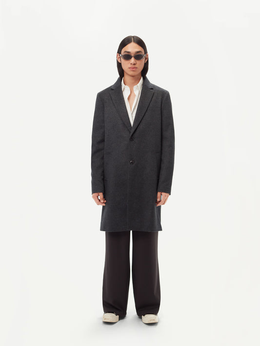 Men’s Cashmere Coat with Notched Lapel Charcoal - Gobi Cashmere