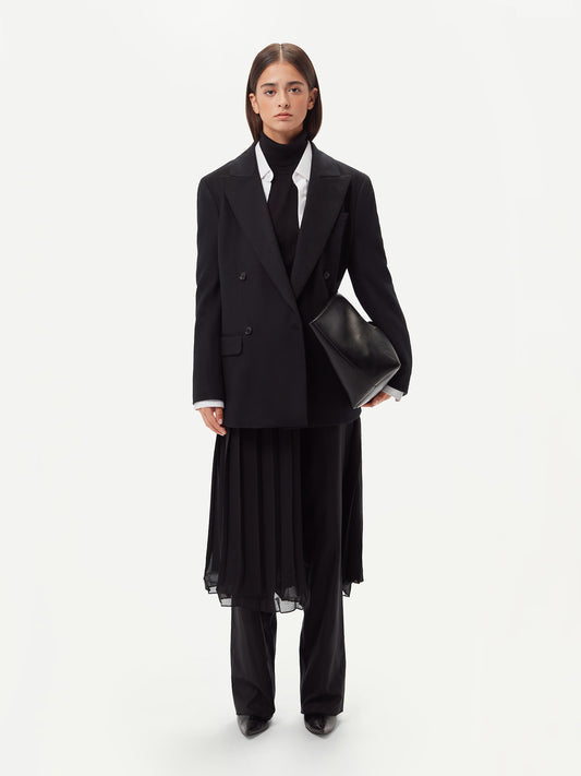 Women's Double-Breasted Cashmere Blazer Black - Gobi Cashmere