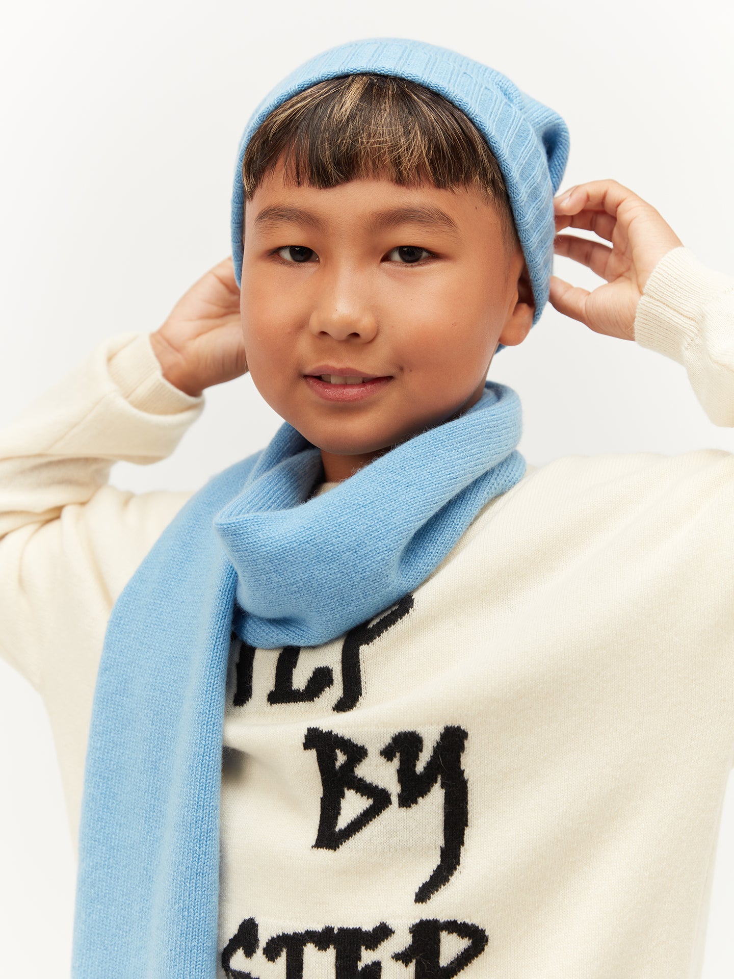 Kids Cashmere Beanie Azure Blue - Gobi Cashmere