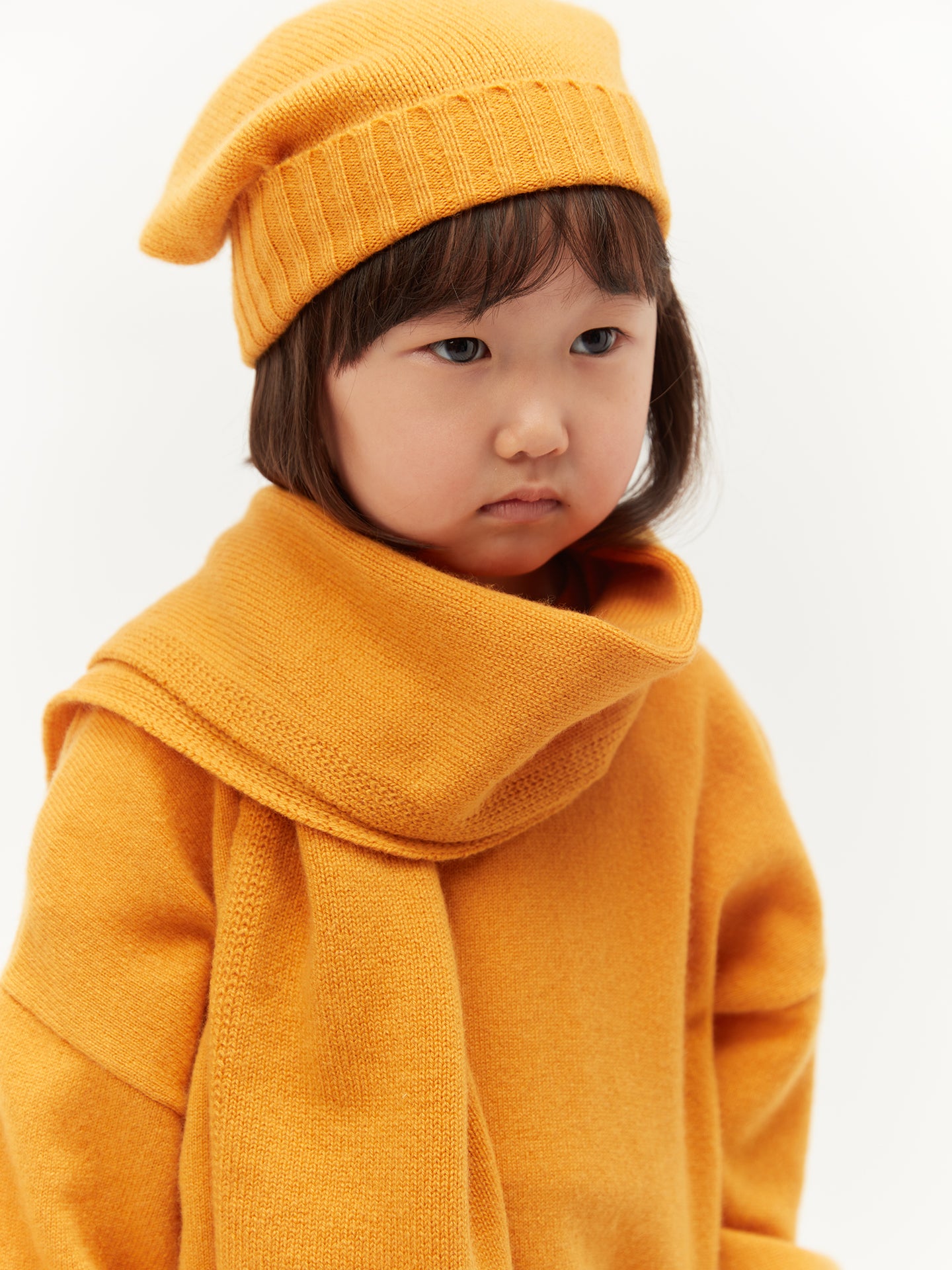 Unisex Cashmere Kids Knitted Scarf Cadmium Yellow - Gobi Cashmere