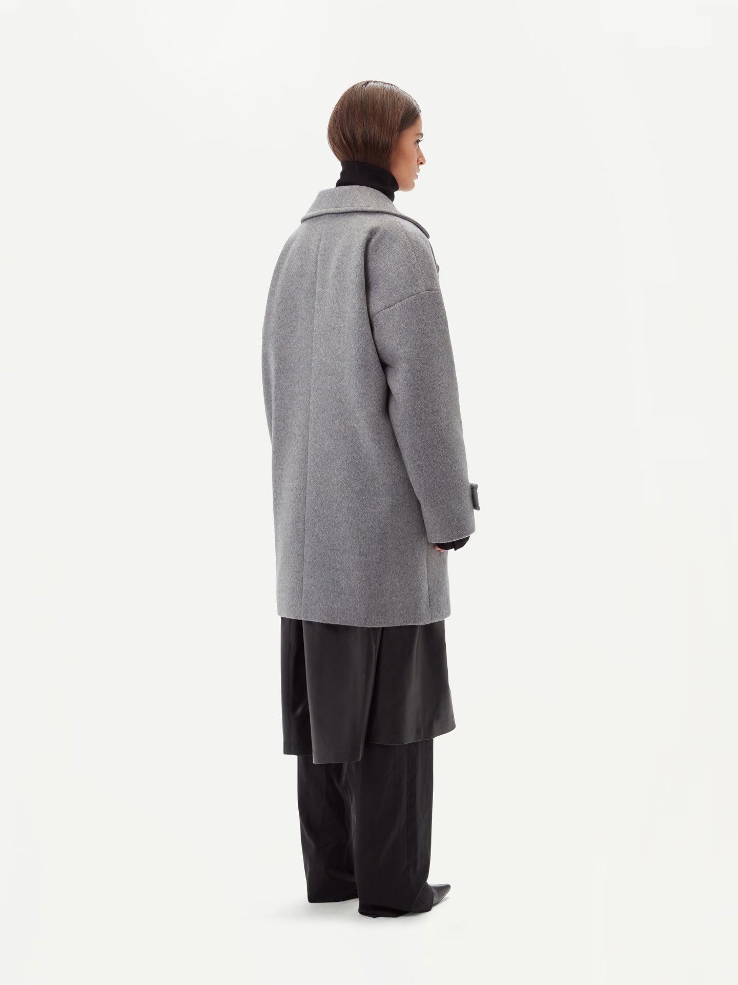 Women's Cashmere Double-Breasted Cashmere Peacoat Dim Gray - Gobi Cashmere