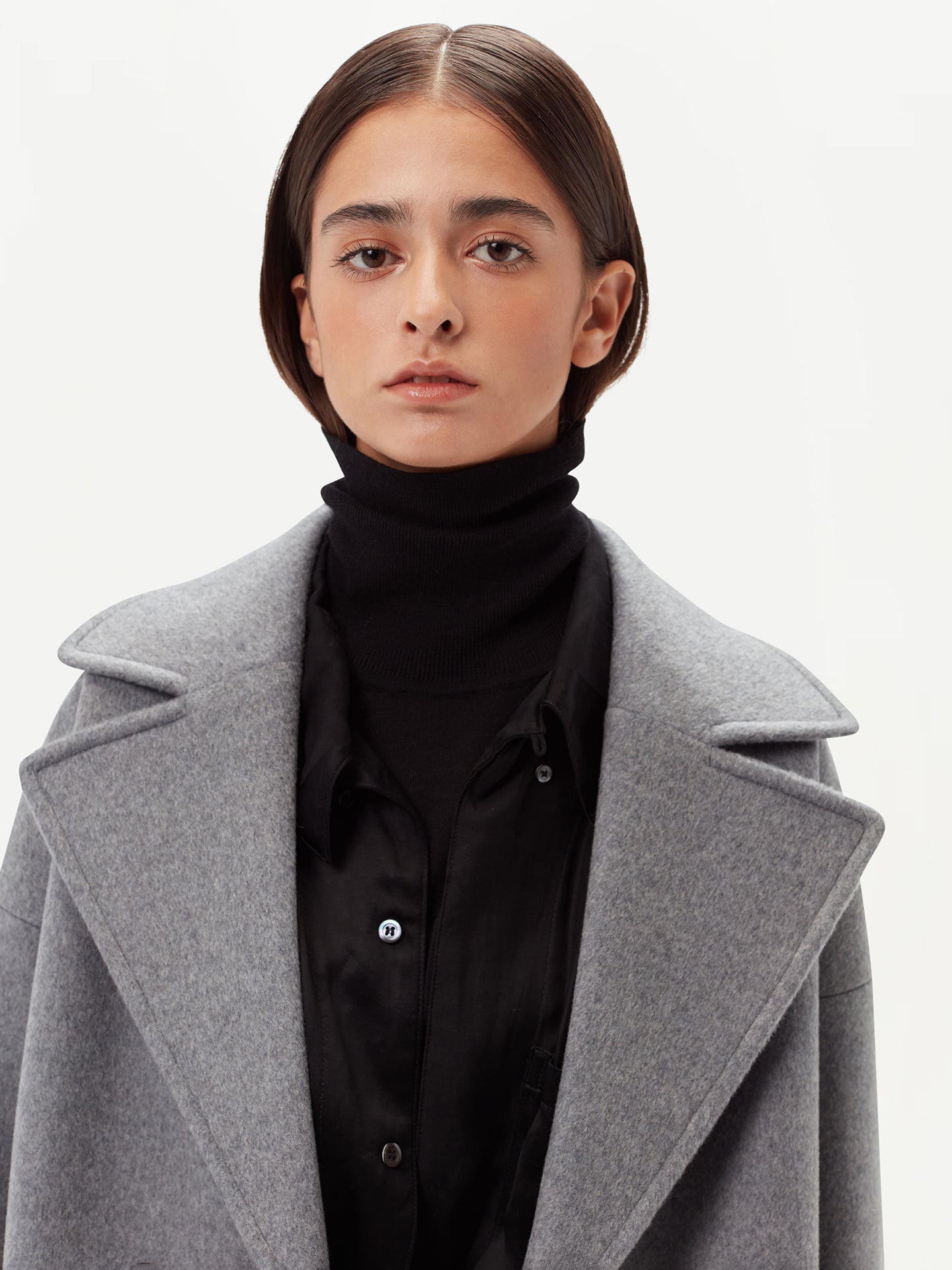 Women's Cashmere Double-Breasted Cashmere Peacoat Dim Gray - Gobi Cashmere