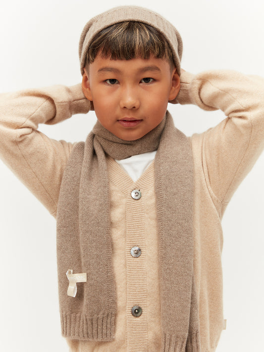 Kids Cashmere Knitted Scarf Taupe - Gobi Cashmere