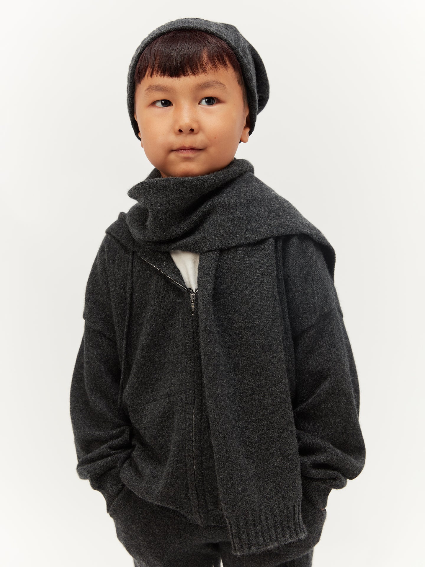 Kids Cashmere Beanie Charcoal - Gobi Cashmere