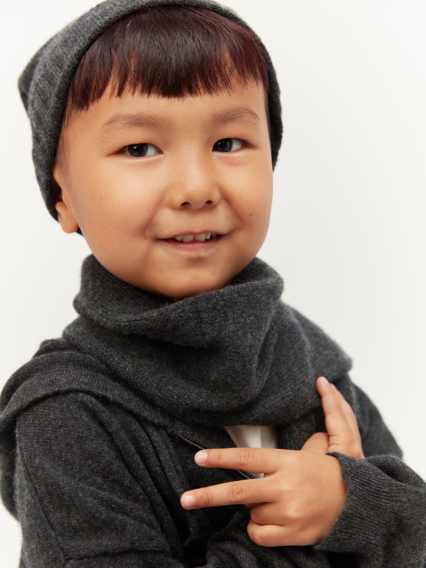 Kids Cashmere Knitted Scarf Charcoal - Gobi Cashmere