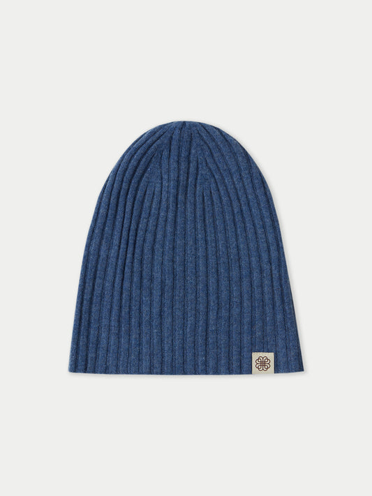 Unisex Cashmere Rib Knit Hat Coronet Blue - Gobi Cashmere
