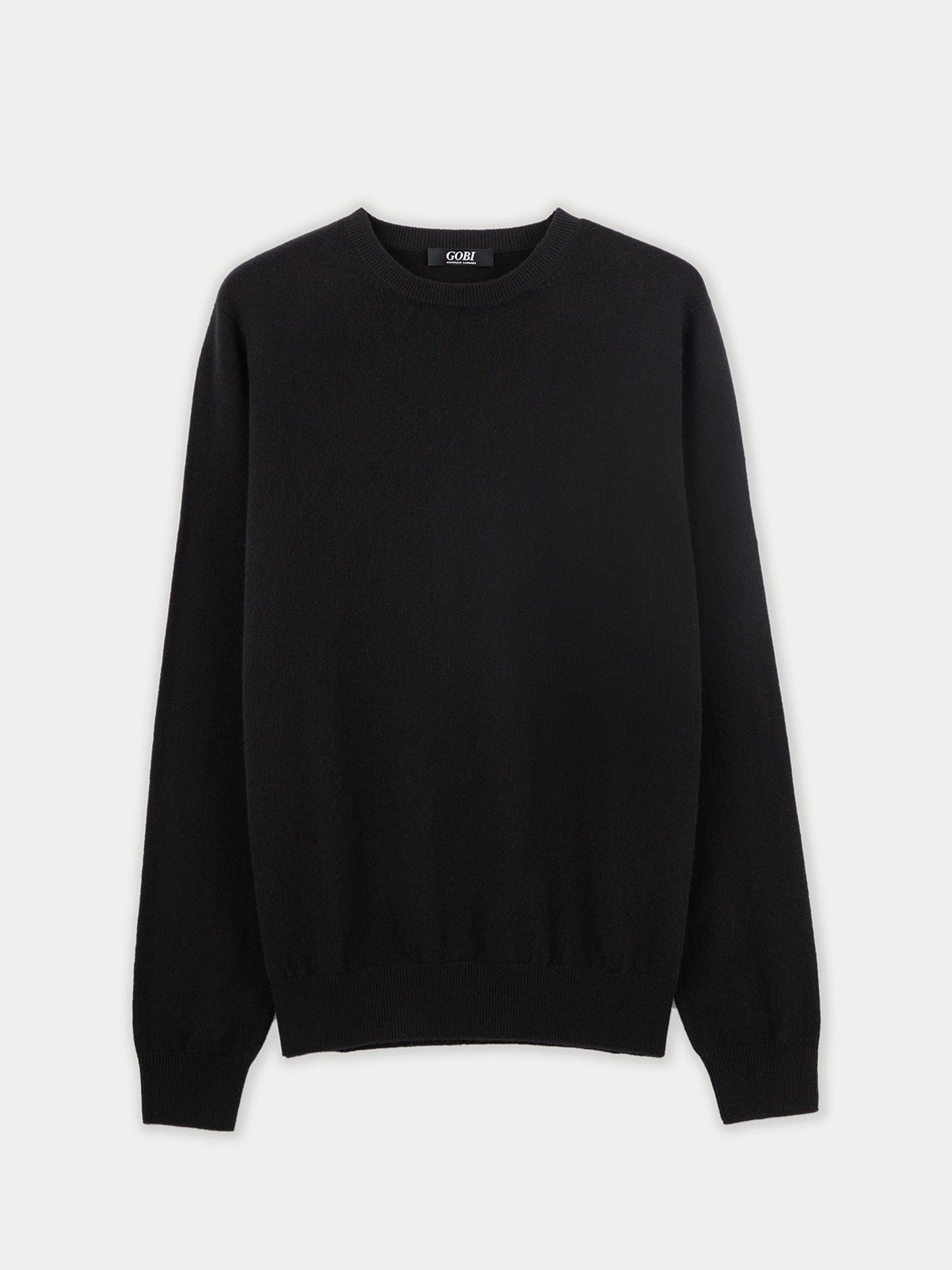 Men's Cashmere Basic Crew Neck Sweater Black - Gobi Cashmere