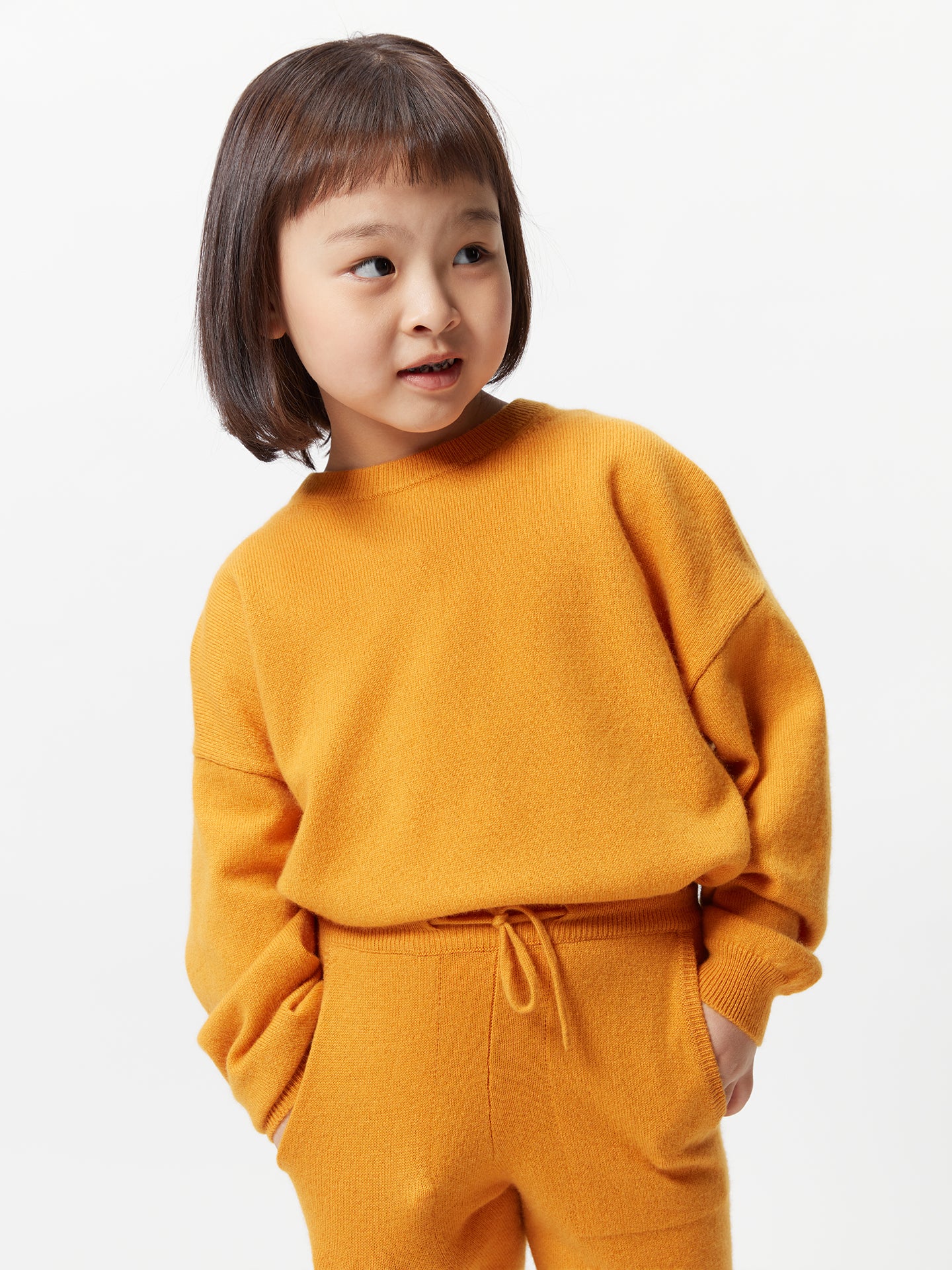 Kids Cashmere Crew Neck Sweater Daffodil - Gobi Cashmere