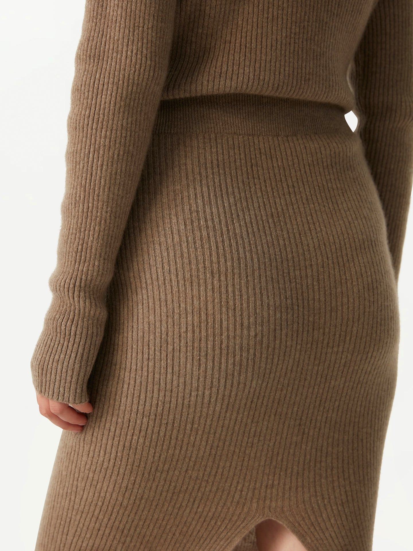 Women's Organic Cashmere Pencil Skirt Taupe - Gobi Cashmere