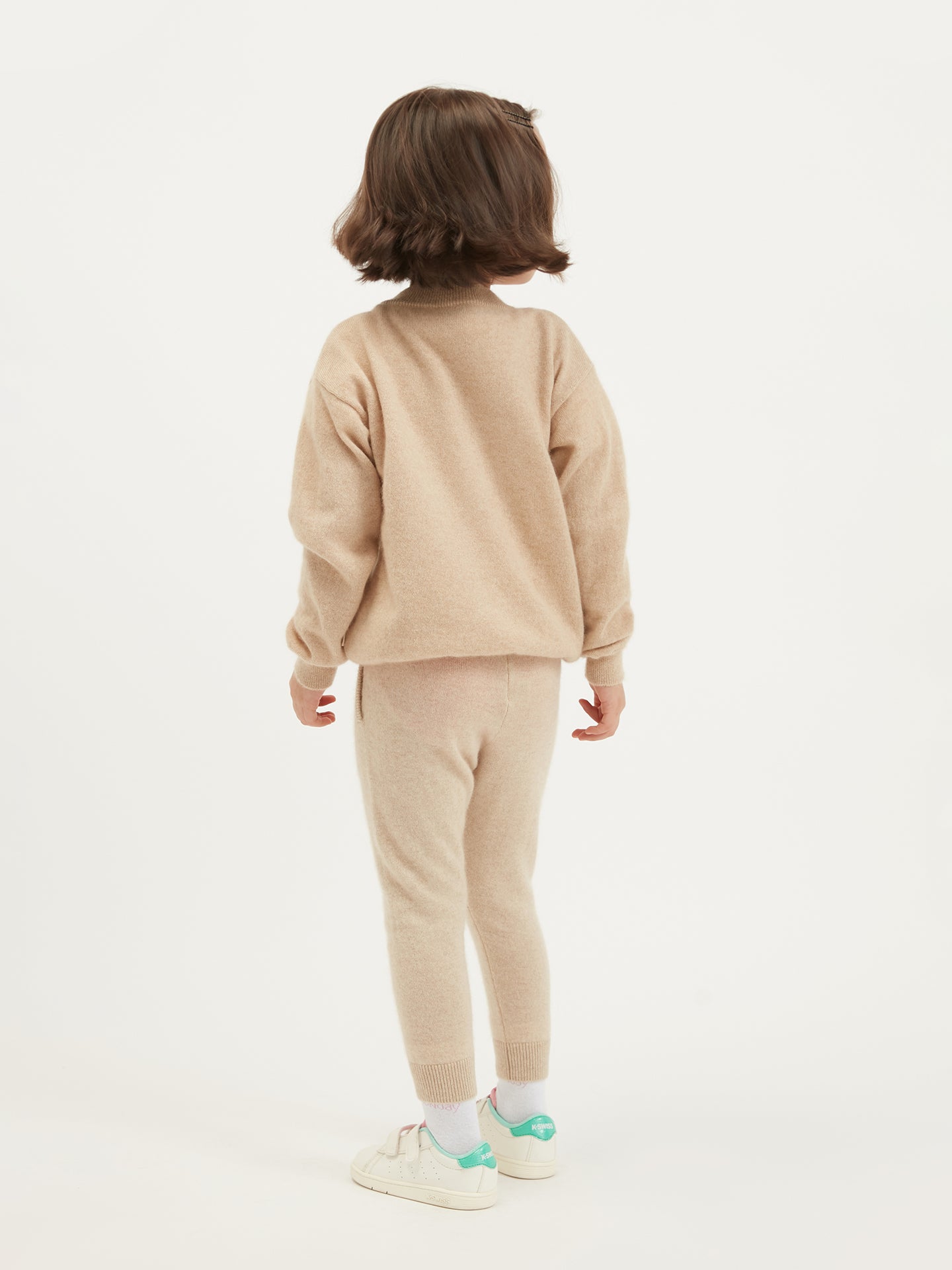 Kids Cashmere V-neck Cardigan Beige - Gobi Cashmere