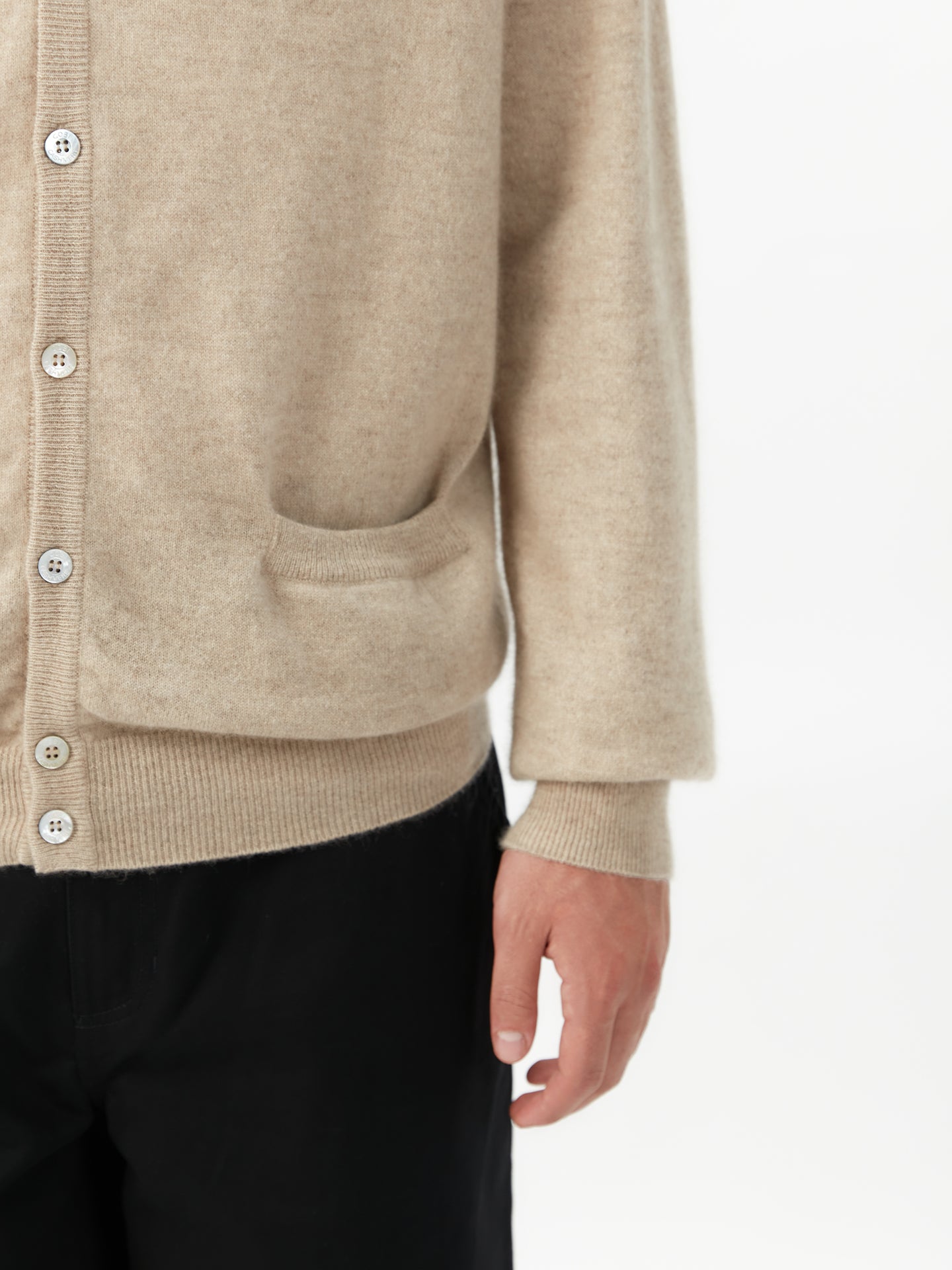 Men's Cashmere V-neck Cardigan Warm Grey - Gobi Cashmere