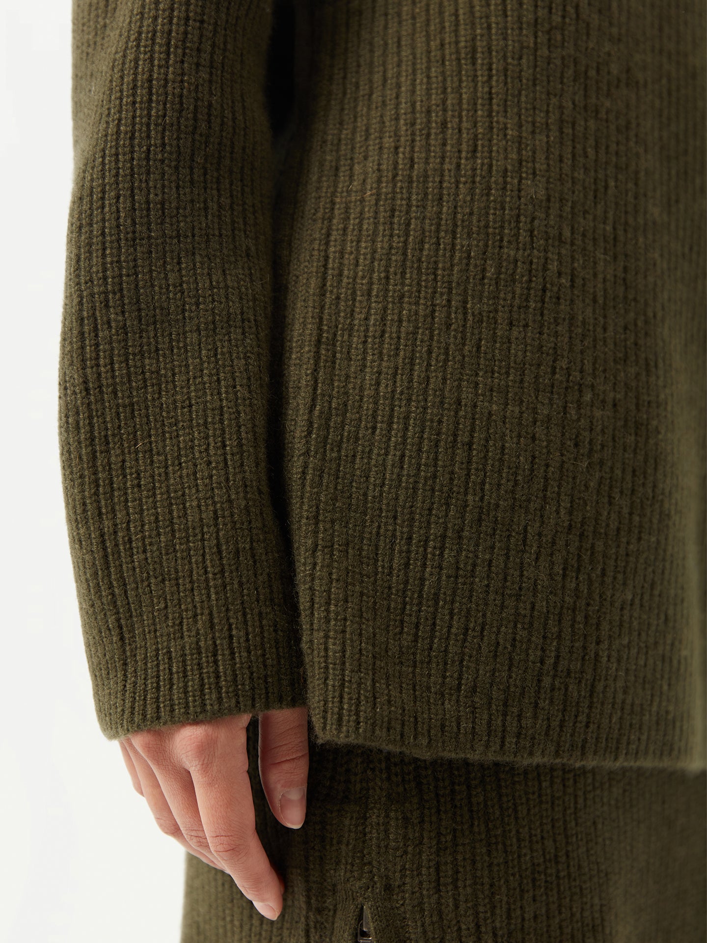 Women's Cashmere Sweater with Side Zippers Capulet Olive - Gobi Cashmere