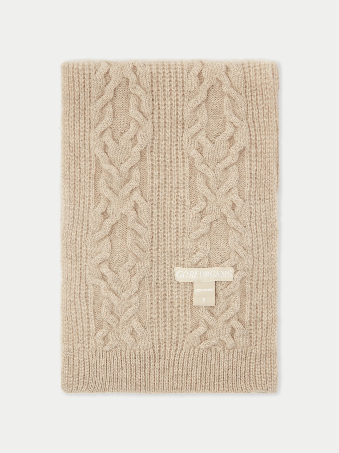 Women's Organic Cashmere Cable-Knit Scarf Warm Grey - Gobi Cashmere