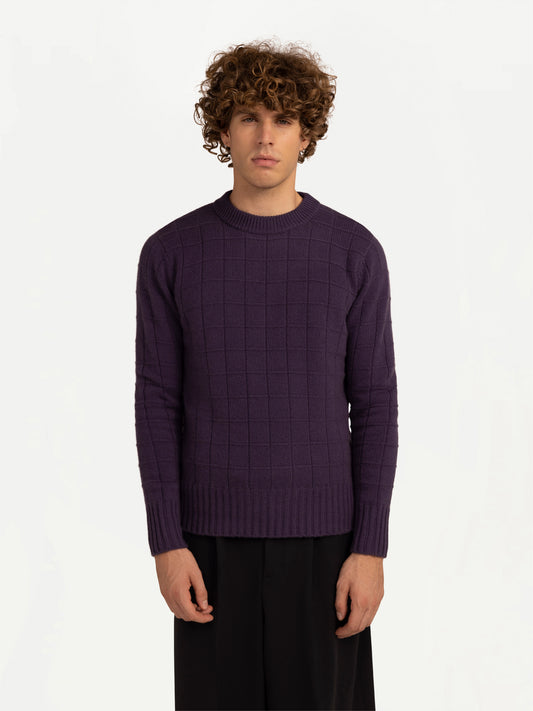 Men's Cashmere Patterned Sweater Mulled Grape - Gobi Cashmere