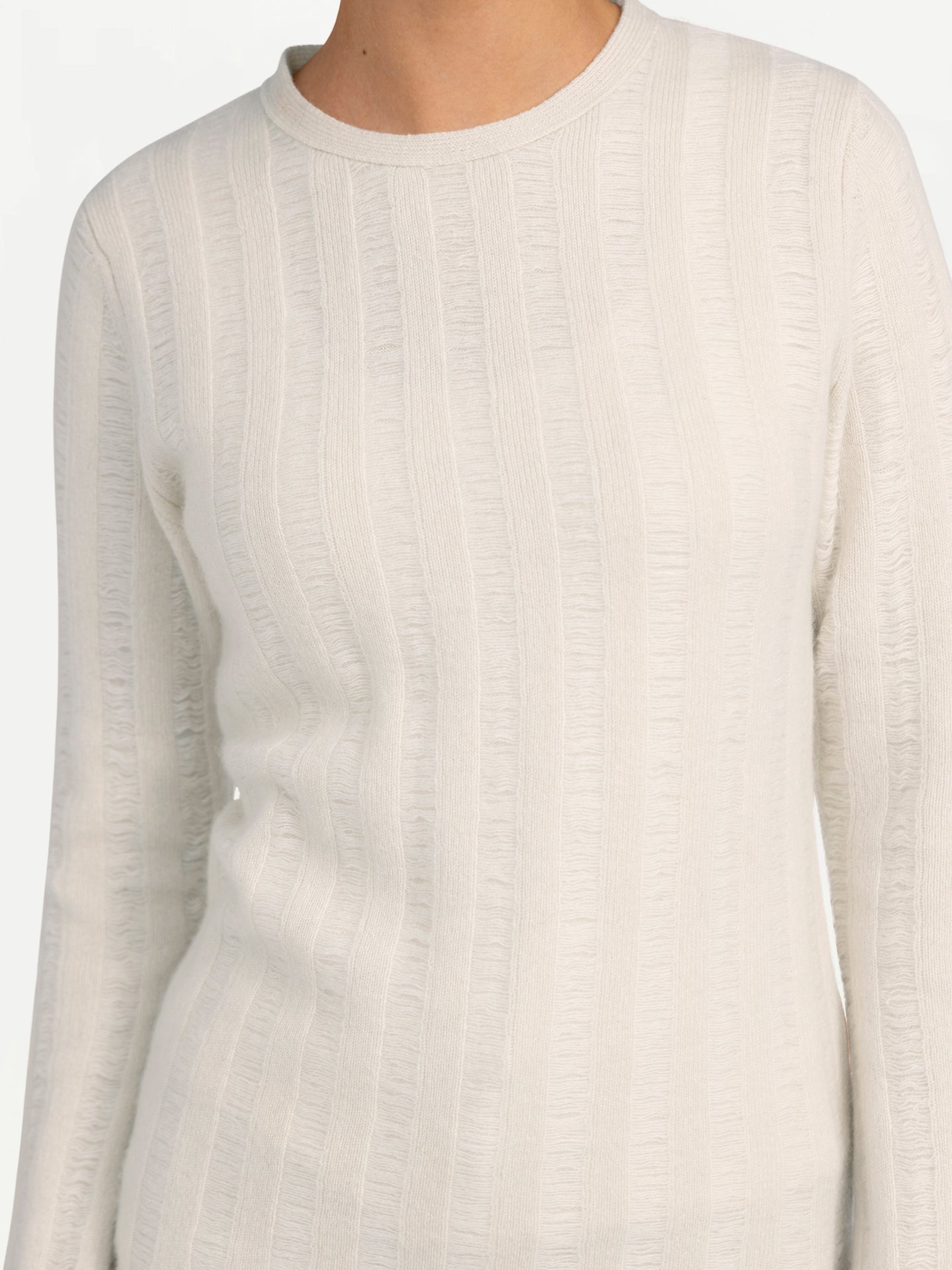 Women's Organic Colour Textured Cashmere Sweater Off White - Gobi Cashmere