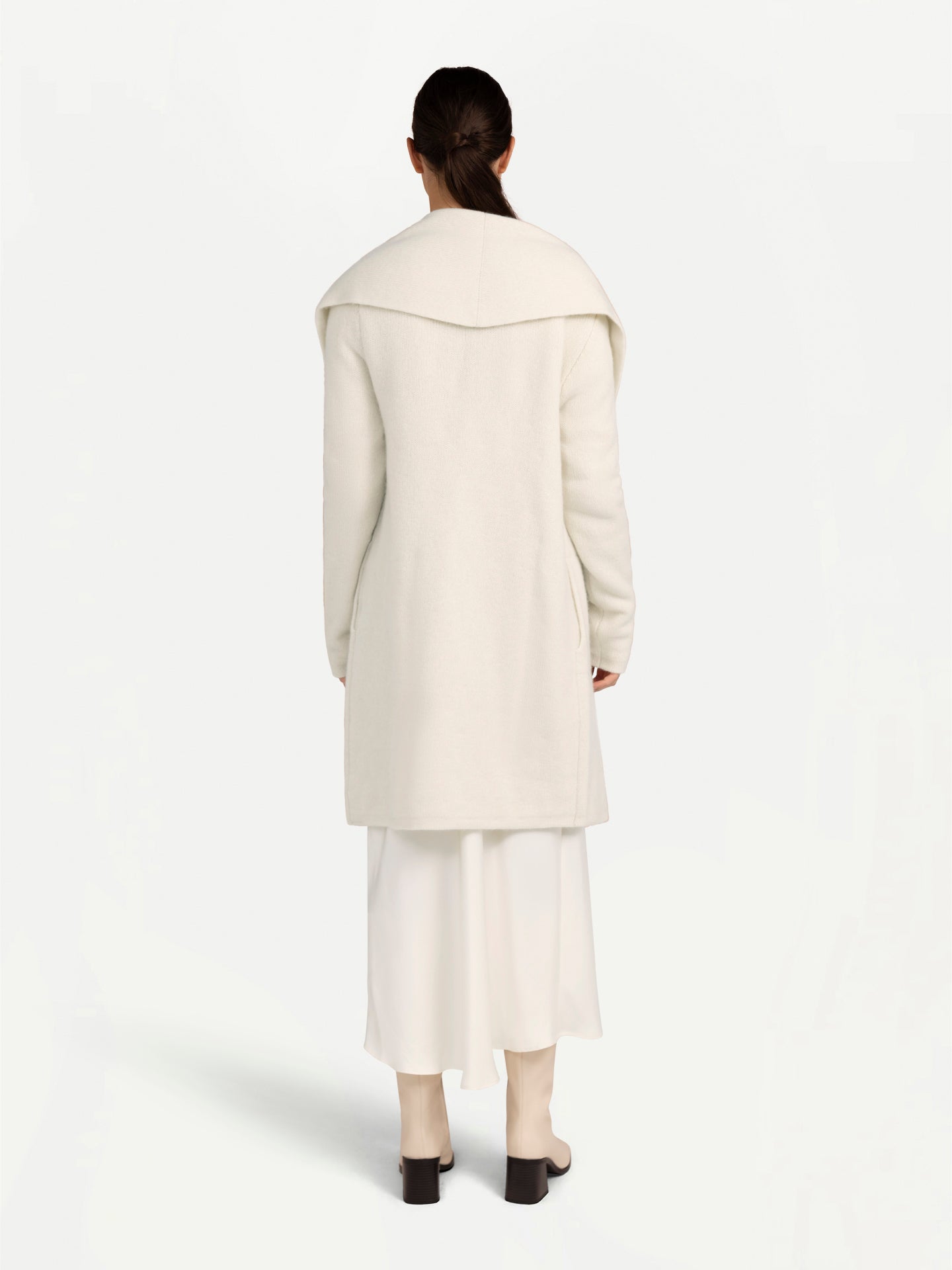 Women's Organic Colour Shawl Collar Cardigan Off White - Gobi Cashmere