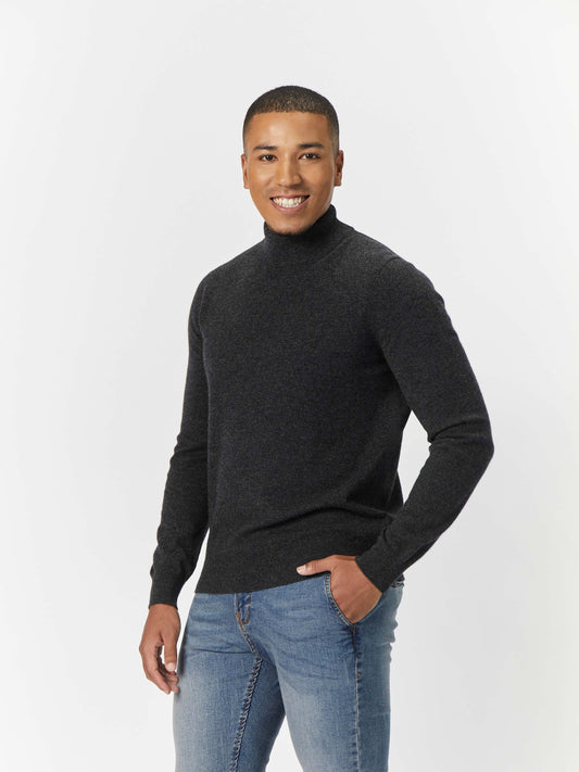 Men's Cashmere Mock Neck Sweater Charcoal - Gobi Cashmere