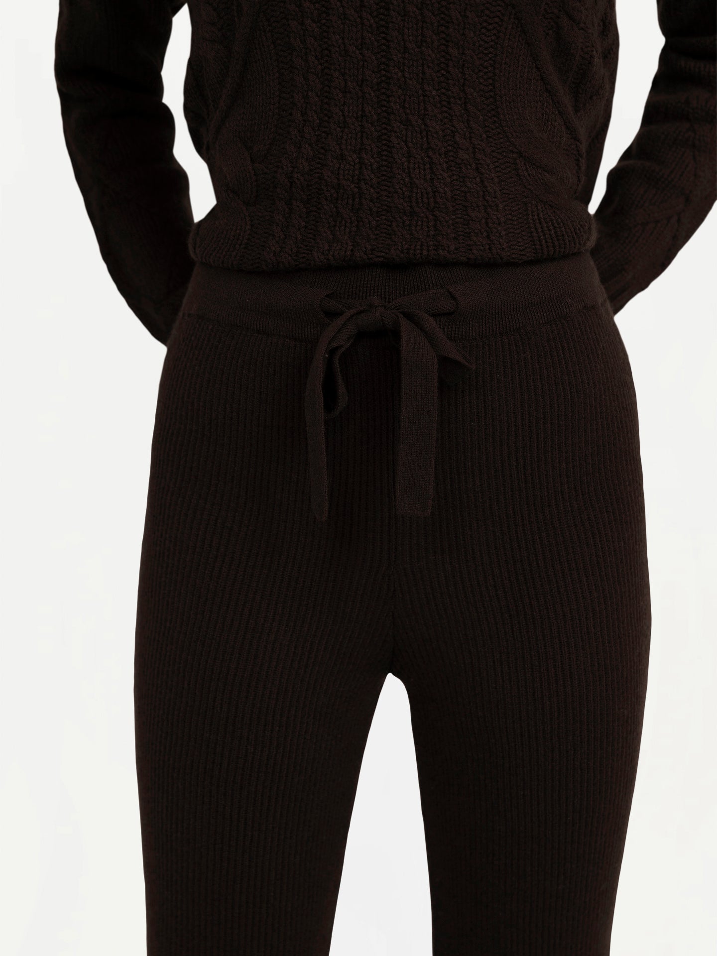 Women's Cashmere Ribbed-Knit Pants Wren - Gobi Cashmere