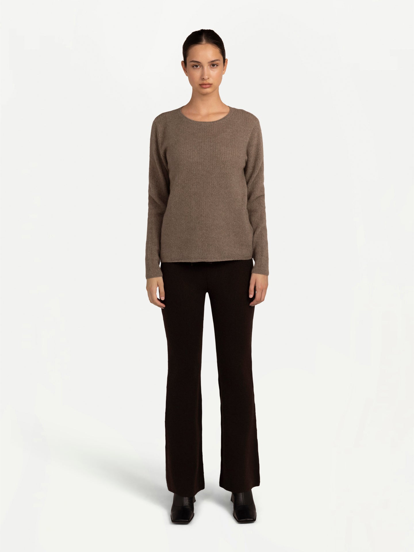 Women's Organic Colour Spina Cashmere Sweater Taupe - Gobi Cashmere