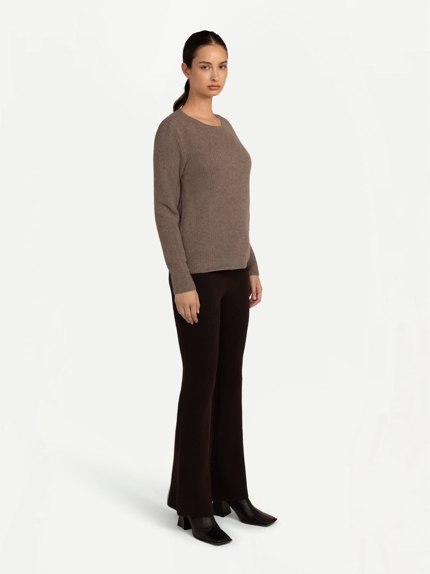 Women's Organic Colour Spina Cashmere Sweater Taupe - Gobi Cashmere