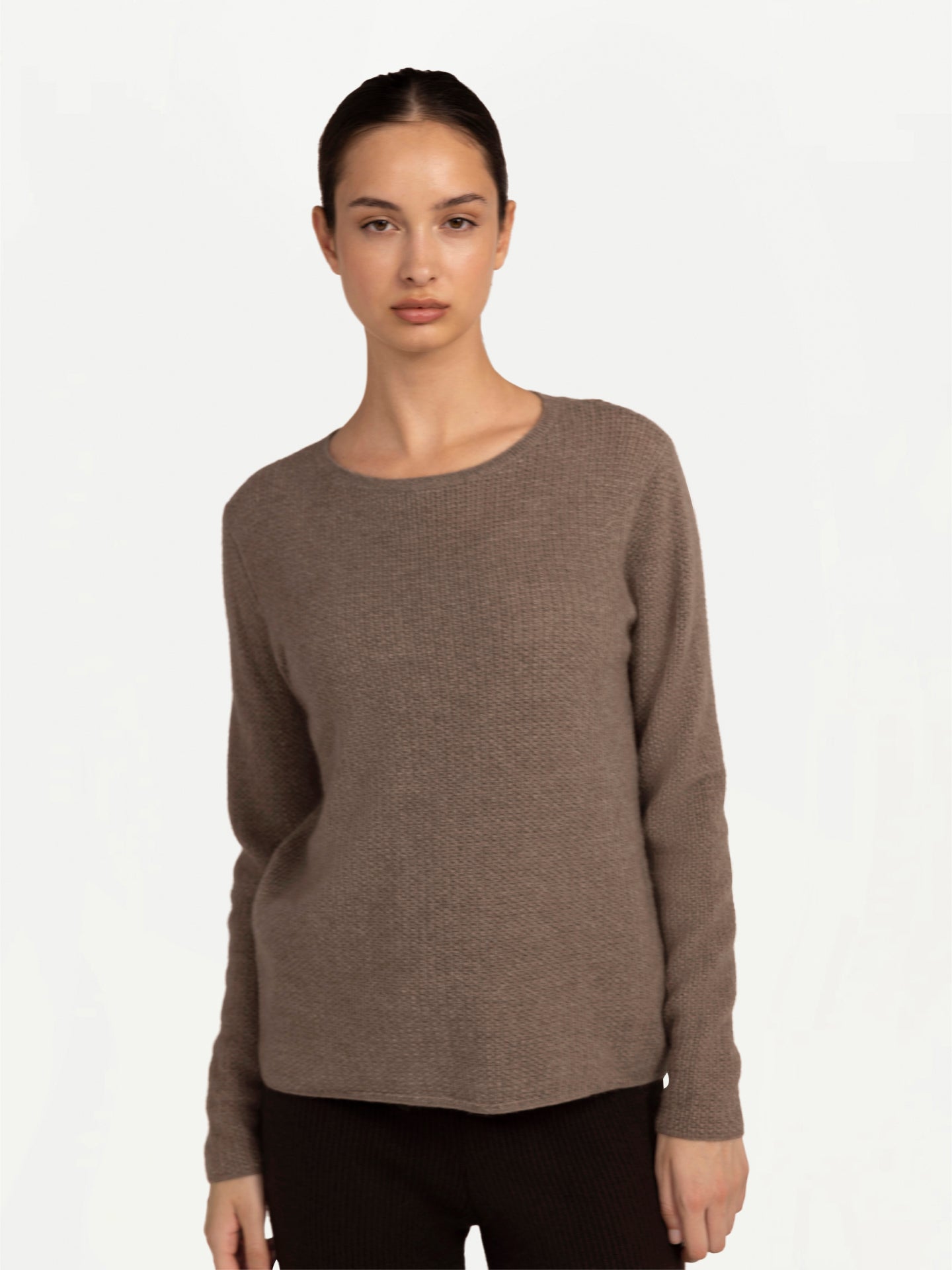 Women's Organic Colour Spina Cashmere Sweater Taupe - Gobi Cashmere