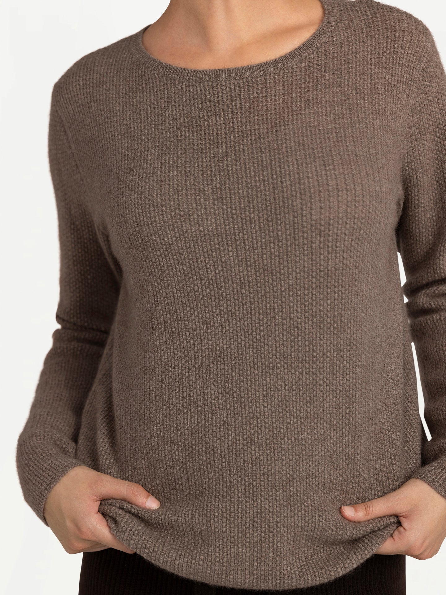 Women's Organic Colour Spina Cashmere Sweater Taupe - Gobi Cashmere